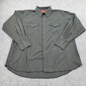 VTG Rustler Mens XXL Long Tails Western Style Button Up Shirt Black Long Sleeve‎
